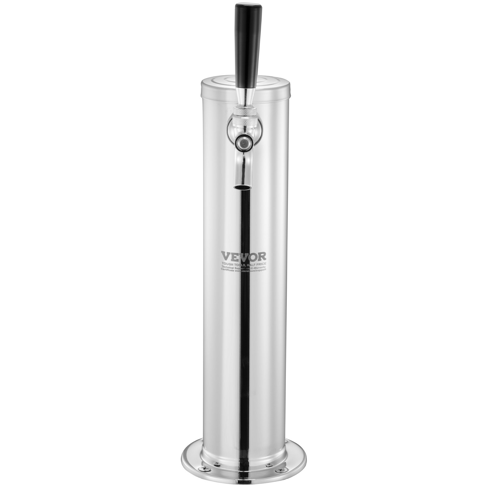 VEVOR Kegerator Tower Kit, Single Tap Beer Conversion Kit, Stainless Steel Keg Beer Tower Dispensing System with Dual Gauge W21.8 Regulator and A-System Keg Coupling, Beer Drip Tray for Home Parties
