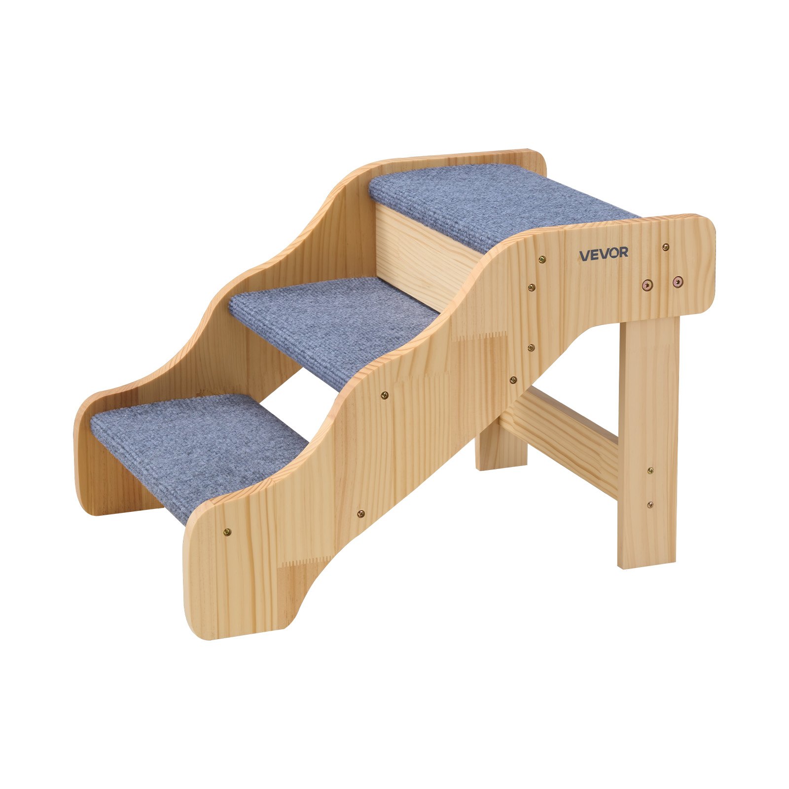 VEVOR Escalera para Perros de 580 x 430 x 380 mm, 3 Peldaños, de Madera, para Mascotas Pequeñas, Medianas, Grandes y Mayores, Así Como para Cachorros de hasta 68 kg, para Camas, Sofás y Coches