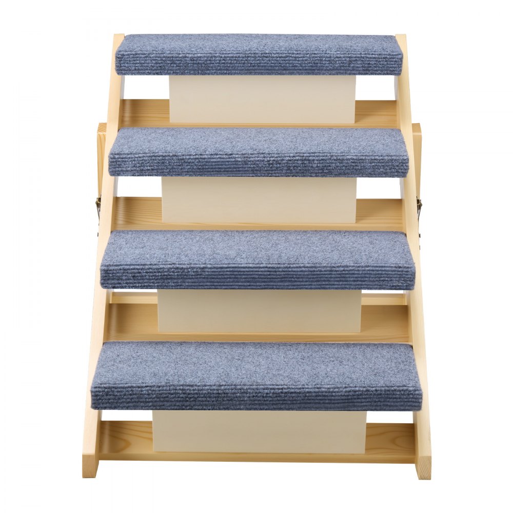 VEVOR Escalera para Perros de 630 x 470 x 490 mm, 4 Peldaños, Plegable, de Madera, para Mascotas Pequeñas, Medianas, Grandes y Mayores, para Cachorros de hasta 68 kg, para Camas, Sofás y Coches