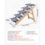 VEVOR Escalera de Madera para Mascotas, 5 Peldaños para Camas, Sofás y Coches, Carga de 68 kg, Diseño Plano y Plegable, Estable y Resistente, para Perros y Gatos Pequeños, Medianos y Grandes