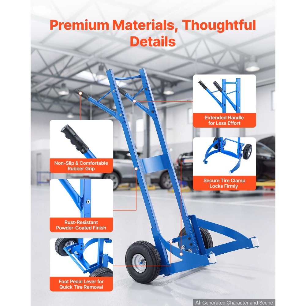 VEVOR Carro para Neumáticos de Acero al Carbono, Carga Máxima de 200 kg, Compatible con Neumáticos de 550-750 mm, para hasta 4 Neumáticos, para Talleres de Reparación, para Sedanes, SUV y Minivans