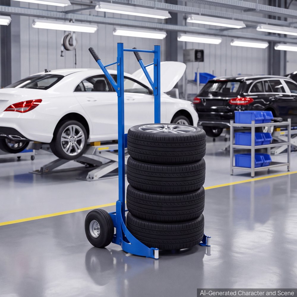 VEVOR Carro para Neumáticos de Acero al Carbono, Carga Máxima de 200 kg, Compatible con Neumáticos de 550-750 mm, para hasta 4 Neumáticos, para Talleres de Reparación, para Sedanes, SUV y Minivans