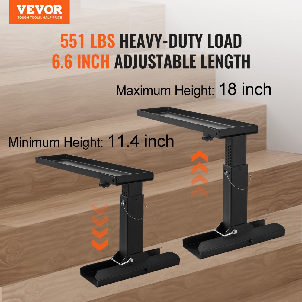 VEVOR Nivelador de Escalera, Superficie de Apoyo, Herramienta de Nivelación de Escalera de Acero, Tolva de Inclinación Plegable, Fácil Uso, para Terrenos Irregulares, 640 x 350 x 310 mm, Negro