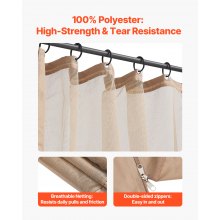 VEVOR Red de Poliéster para Cenadores, Cortina de Malla para Cenadores con Paredes Laterales de 4 Paneles, Red Antimosquitos con Doble Cremallera, para Cenadores de 304,8 x 365,8 x 222,5 cm, Caqui