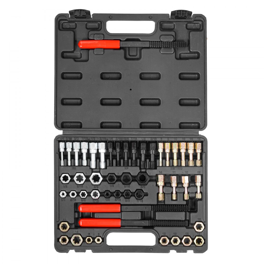 VEVOR Kit de Reparación de Roscas Métricas UNC y UNF 49 Piezas Restaurador de Roscas Métricas con 22 Machos de Roscar, 24 Terrajas, 3 Limas de Rosca Acero Tratado Térmicamente para Mecánicos