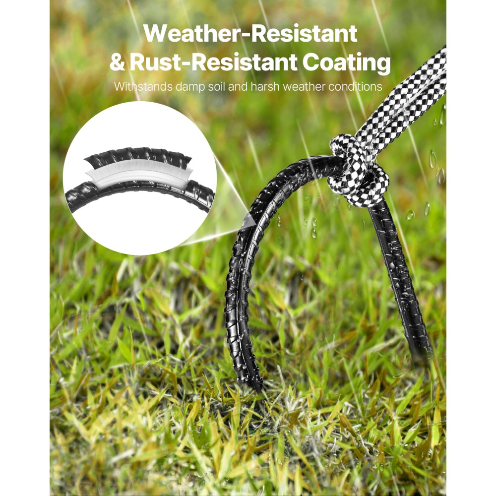 VEVOR Ground Anchors, 304.8 x 82.04 mm, U-Type with 8 mm Diameter, Galvanized Tent Pegs, Ground Anchors, Ground Nails, Tent Pegs, for Tents, Canopies, Camping, Trampolines, Flower Stands (Pack of 8)