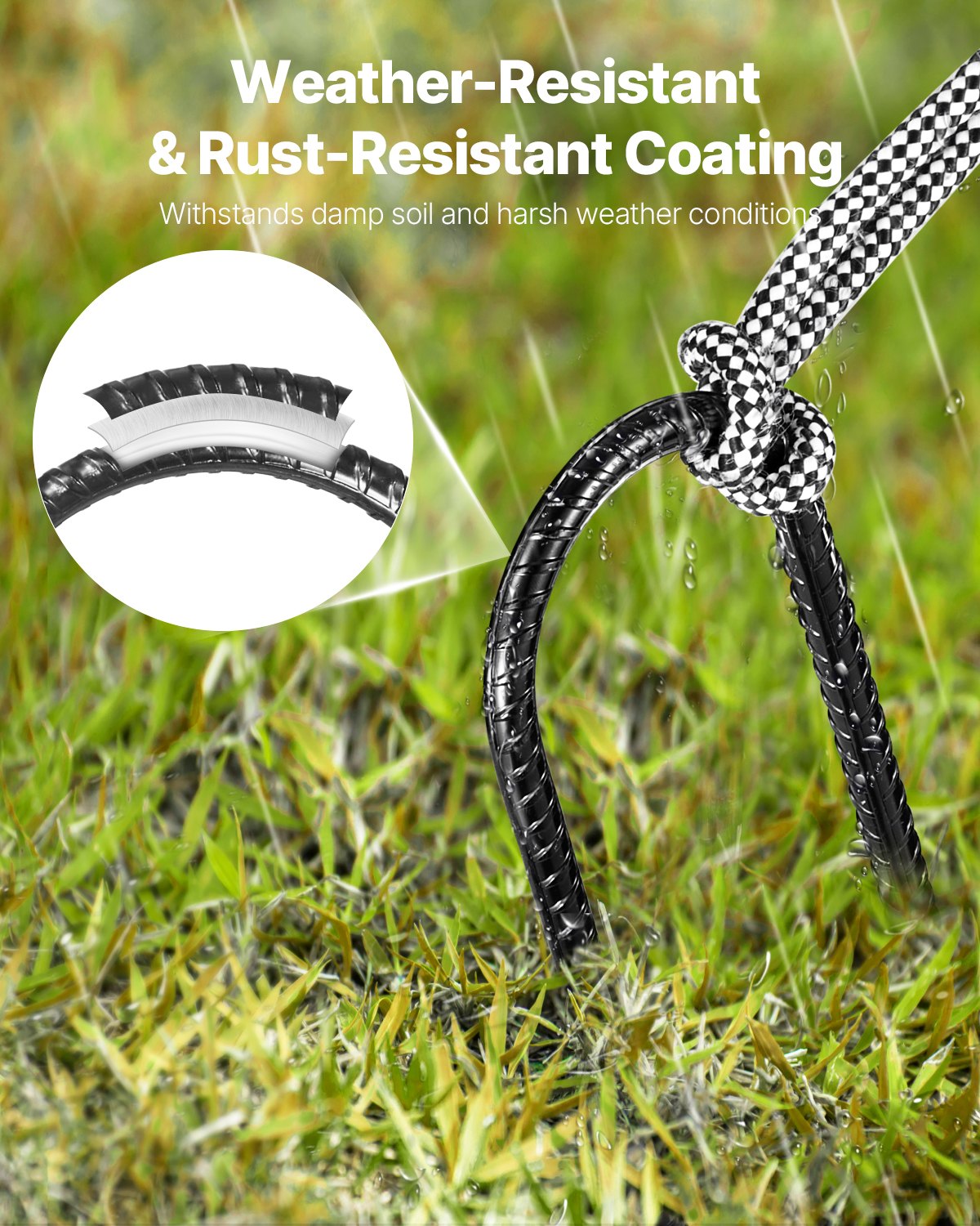 VEVOR 12 PCS Estacas de Refuerzo en Forma de U de 254 x 55,88 mm de Acero Galvanizado con Punta de Cincel y Revestimiento Resistente a la Oxidación para Jardinería, Cercas y Tiendas de Campaña