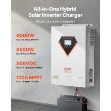 VEVOR 6000W Inversor Solar Híbrido con Controlador Solar MPPT de 120 A Integrado WIFI