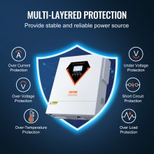 VEVOR Inversor Híbrido de 3500W Inversor Solar Híbrido 230 V CA Cargador Fuera de la Red de Onda Sinusoidal Pura con Controlador de Carga Solar MPPT de 60 A Incorporado, Carga Híbrida, Utilidad, Solar
