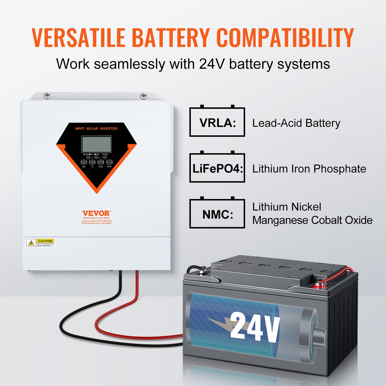 VEVOR Inversor Híbrido de 3500W Inversor Solar Híbrido 230 V CA Cargador Fuera de la Red de Onda Sinusoidal Pura con Controlador de Carga Solar MPPT de 60 A Incorporado, Carga Híbrida, Utilidad, Solar