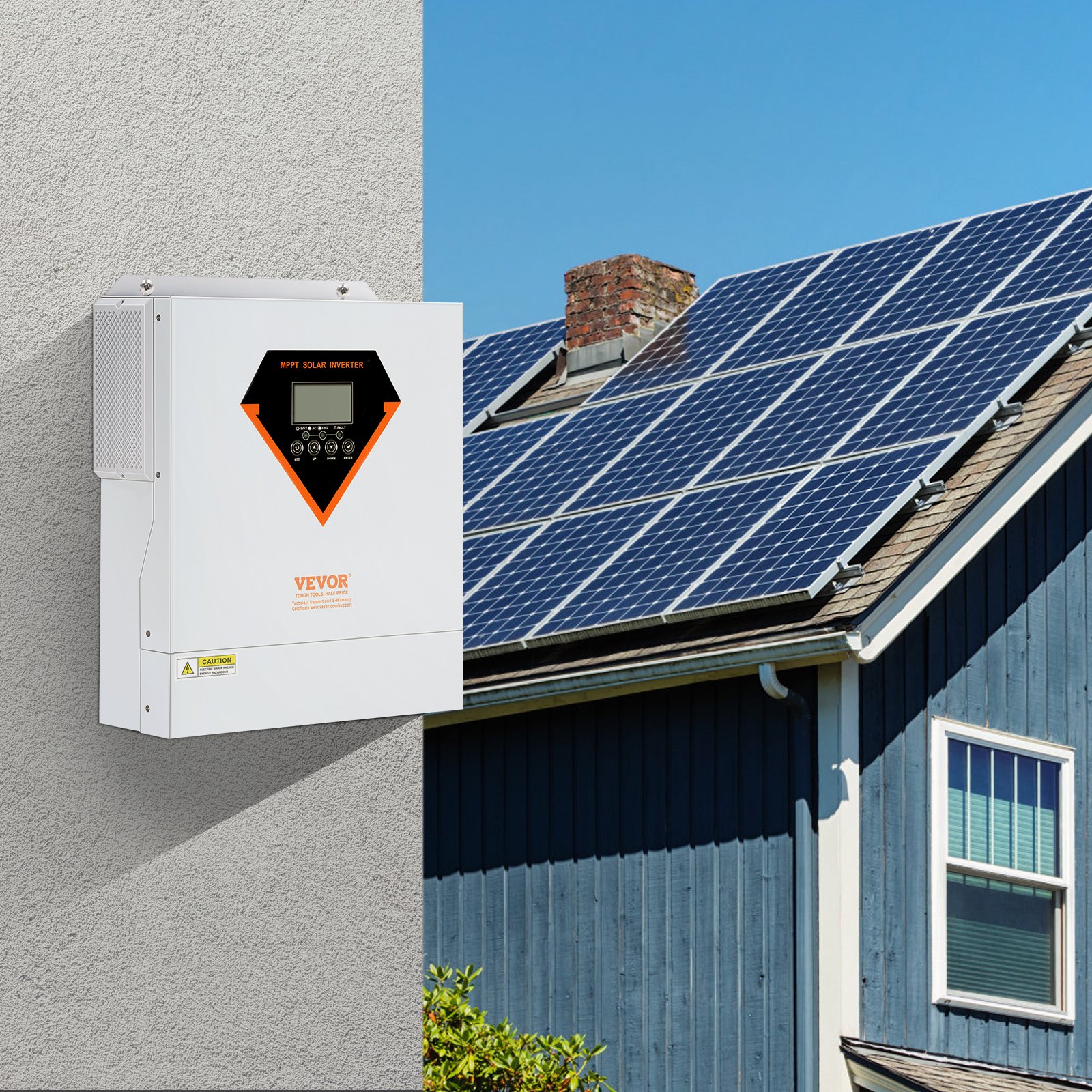 VEVOR Inversor Híbrido de 3500W Inversor Solar Híbrido 230 V CA Cargador Fuera de la Red de Onda Sinusoidal Pura con Controlador de Carga Solar MPPT de 60 A Incorporado, Carga Híbrida, Utilidad, Solar