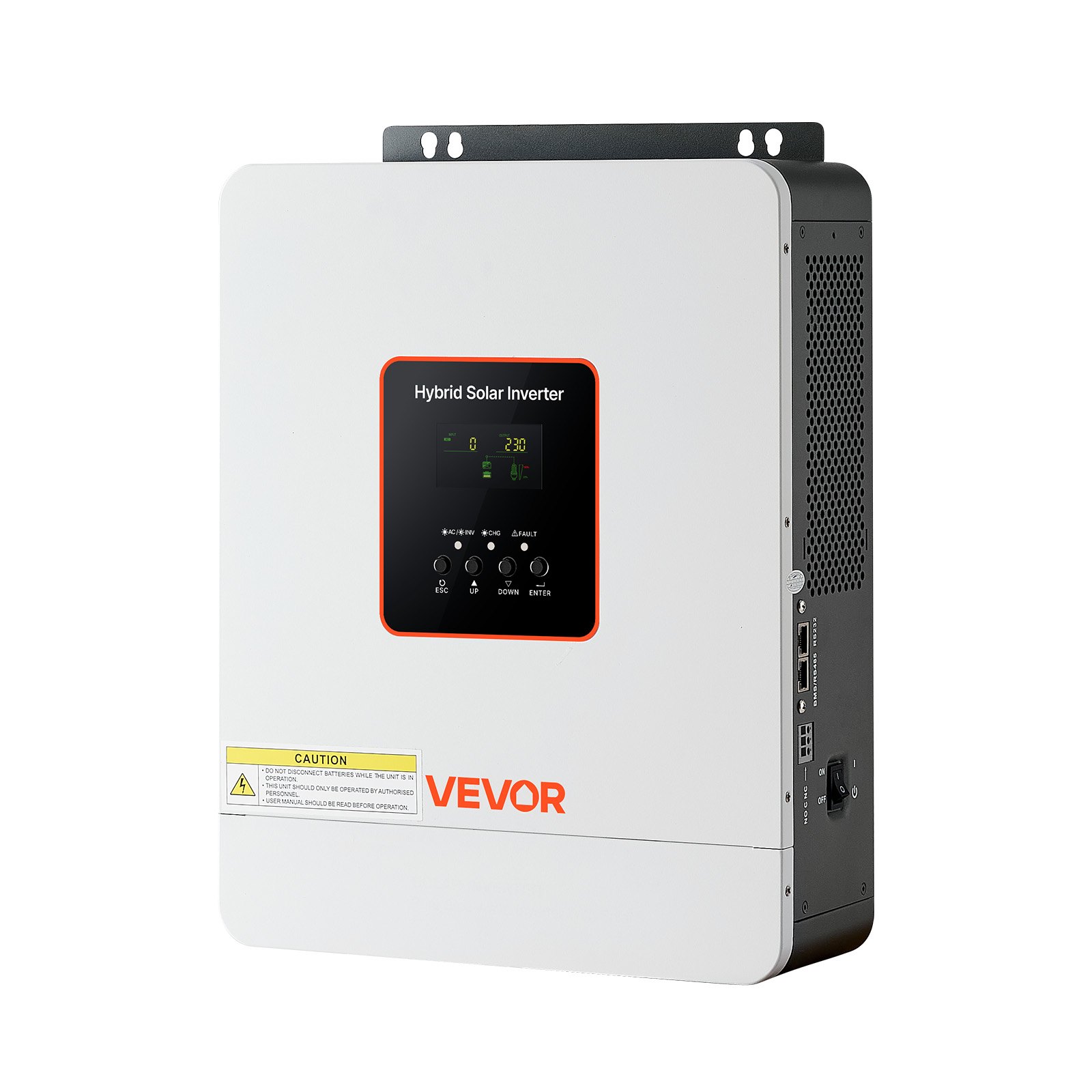 VEVOR Inversor Solar Híbrido de 3000 W, Onda Sinusoidal Pura, Controlador de Carga Solar MPPT Integrado de 80 A, Compatible con Baterías de Plomo-Ácido de Litio, Nivel de Ruido < 50 dB, Blanco