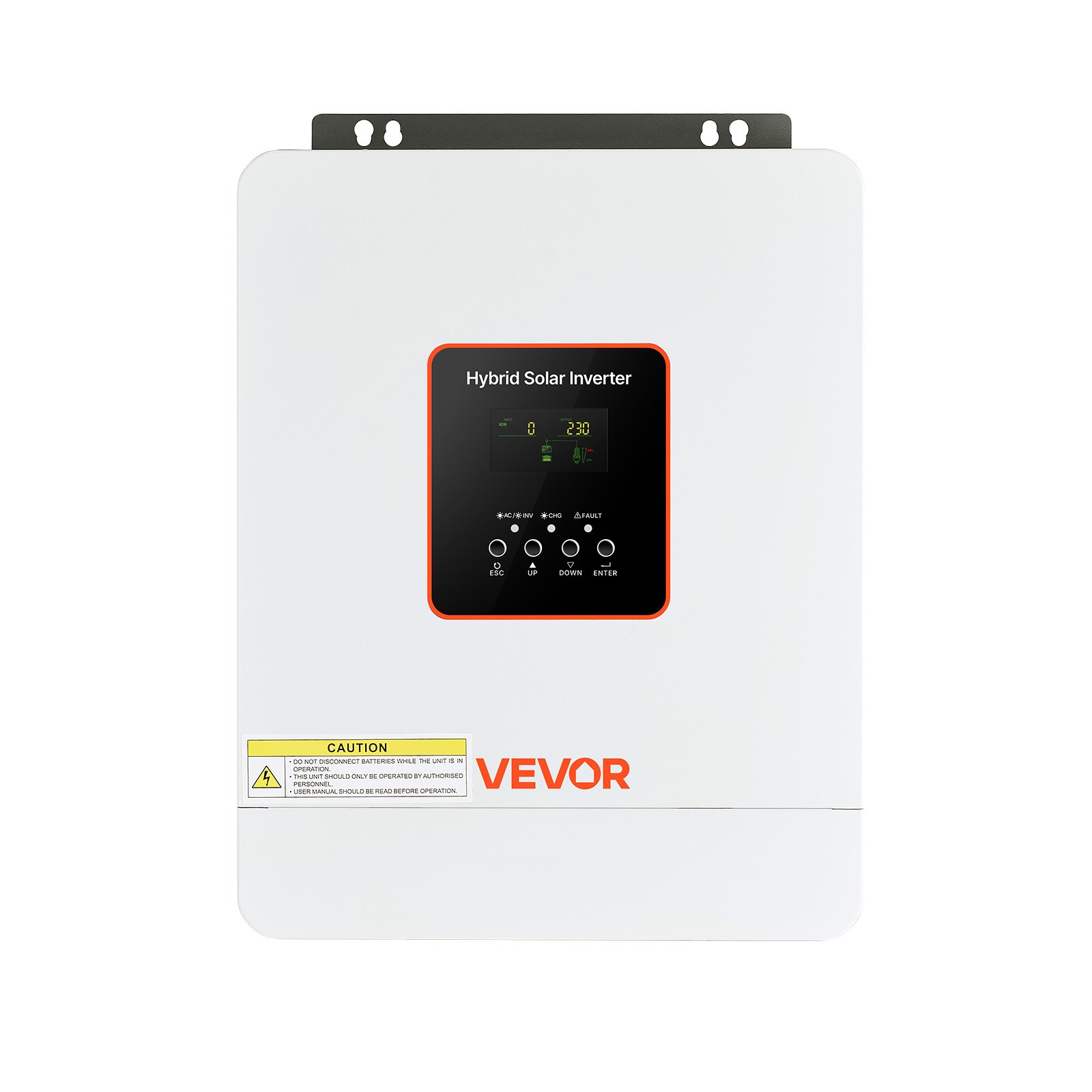 VEVOR Inversor Solar Híbrido de 3000 W, Onda Sinusoidal Pura, Controlador de Carga Solar MPPT Integrado de 80 A, Compatible con Baterías de Plomo-Ácido de Litio, Nivel de Ruido < 50 dB, Blanco