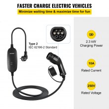 VEVOR Cargador Portátil para Vehículo Eléctrico de 10A Tipo 2, Cargador de Coche EV con 6m de Longitud del Cable, Cargador de Coche Eléctrico para Coche Eléctrico que Cumple con la Norma IEC 62196-2