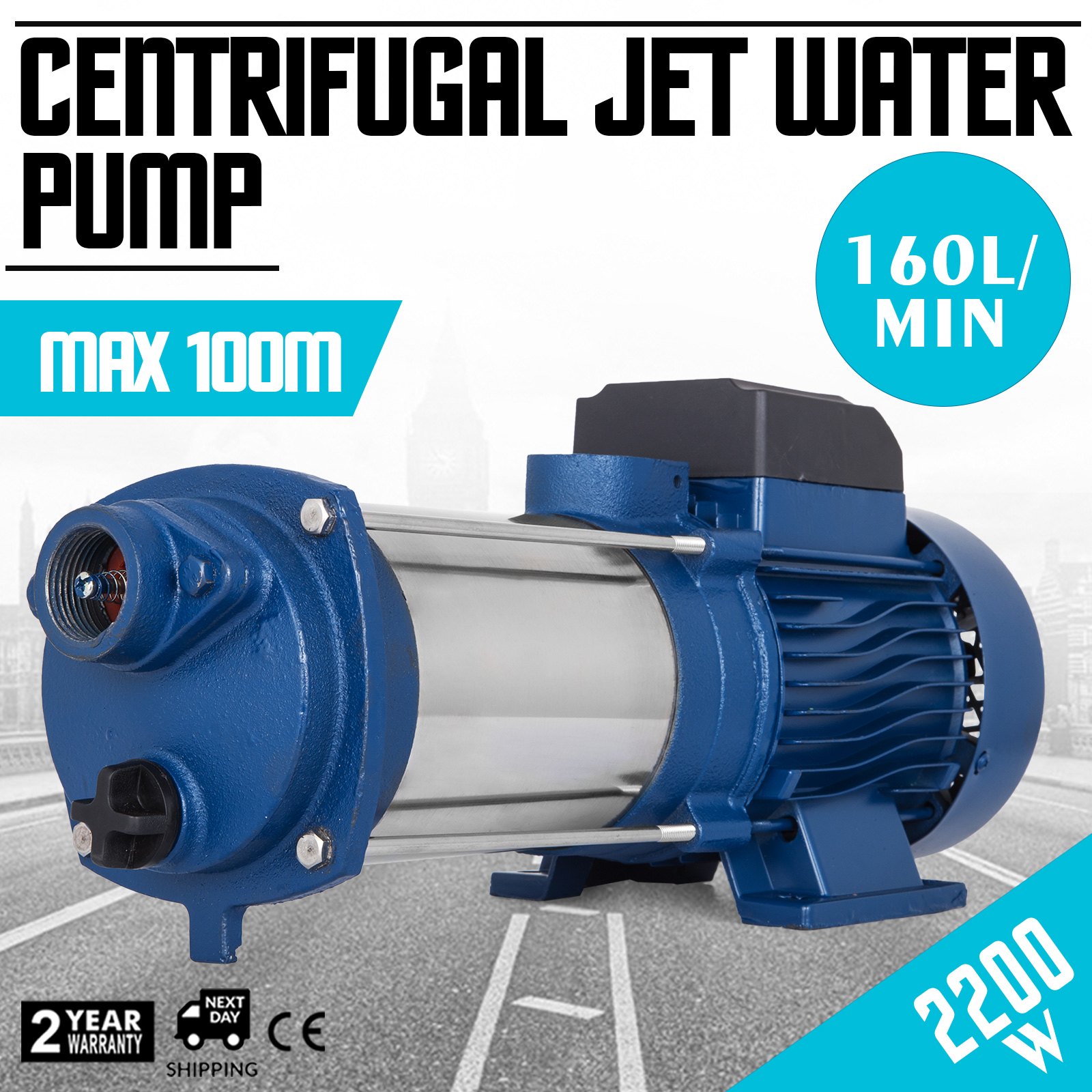 2200w Bomba Centrífuga 160l/min Bomba De Agua Jet Centrífuga Sin Interruptor