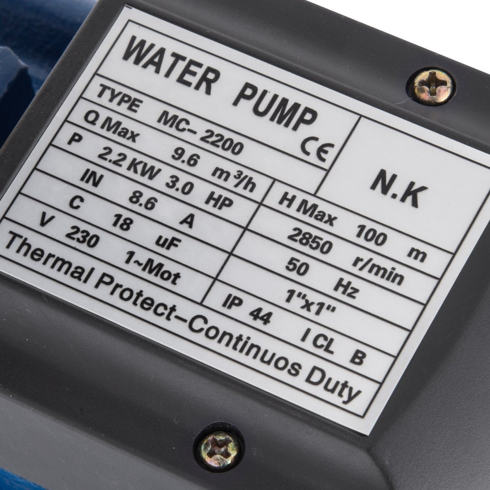 2200w Bomba Centrífuga 9600 L/h 328ft Máx. Max Head 100m Bomba Impulsora