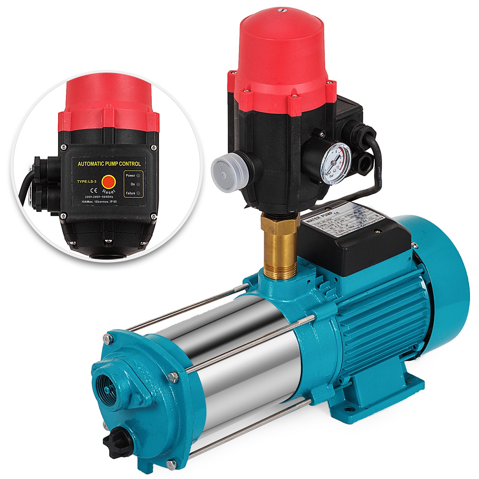 Bomba De Agua Centrífuga De Refuerzo Mc-6sa Con Control 1300w 100l / Min