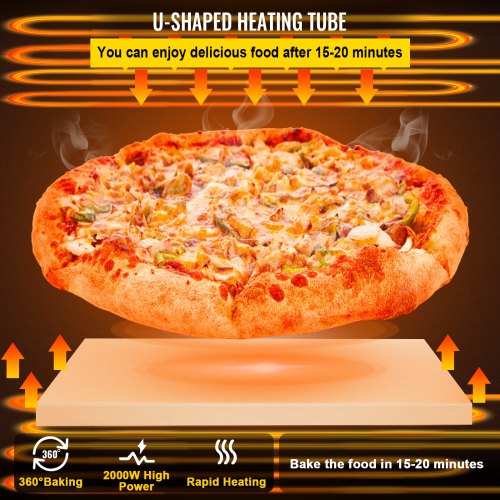 VEVOR Horno de Pizza Eléctrico 2000W Horno de Acero Inoxidable 56 x 47,5 x 26,5 cm Tostador para Pizza 122-662 ℉ para Cocinar Pizza, Sándwiches, Pretzels, Plato Horneado, Patata, Pan, Pastel, Tarta