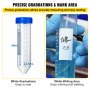 VEVOR Tubos de Centrífuga Polipropileno 50 ml Tubo de Ensayo Laboratorio 500 piezas Tubos de Micro Centrífuga 3x3x11,8 cm Tapón de Rosca de Sellado Hermético, Graduaciones Claras y Precisas 0,65 kg