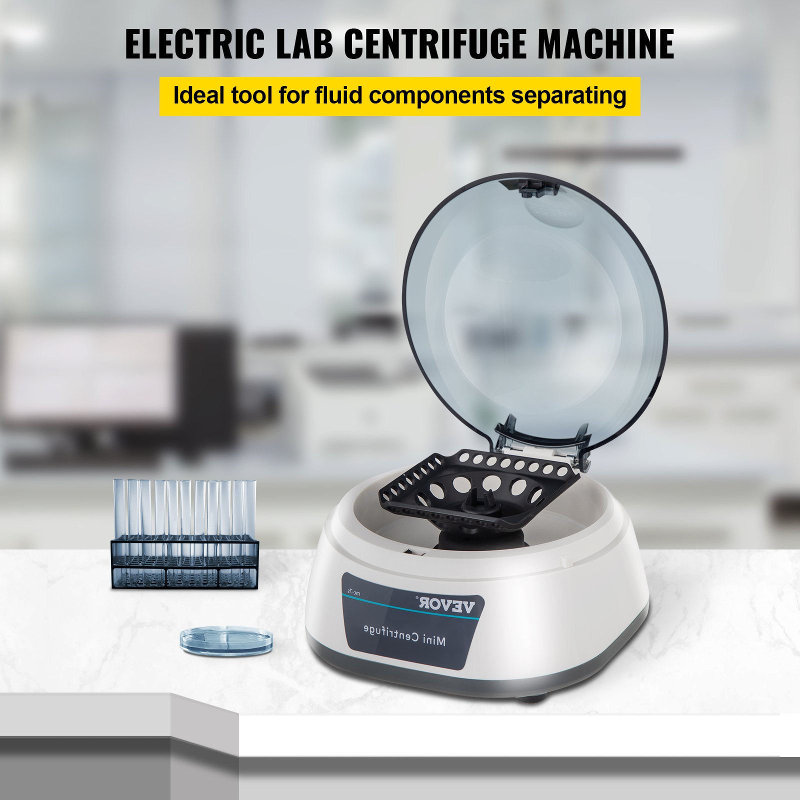 VEVOR Centrífuga de Laboratorio de Mesa 25 W 7000 RPM Centrífuga Portátil de Mesa 0,2/0,5 /1,5/2 ml x 12 0,2 ml x4 x8 Centrifugadora para Separar los Componentes de las Soluciones en Laboratorios