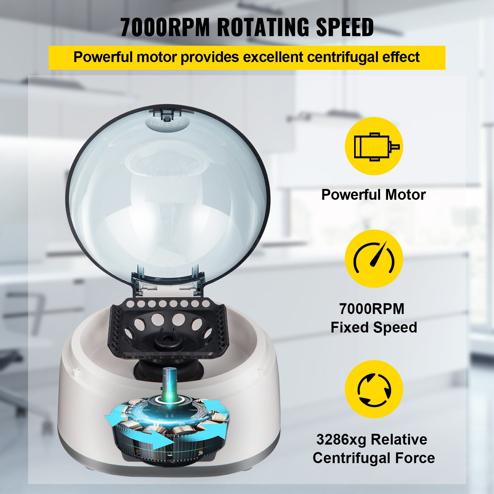 VEVOR Centrífuga de Laboratorio de Mesa 25 W 7000 RPM Centrífuga Portátil de Mesa 0,2/0,5 /1,5/2 ml x 12 0,2 ml x4 x8 Centrifugadora para Separar los Componentes de las Soluciones en Laboratorios
