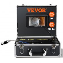 VEVOR Cámara de Inspección de Tuberías Cable de 20m Cámara de Inspección de Drenaje Pantalla de 7 Endoscopio con IP68 Impermeable Dvr 12 Led Tarjeta