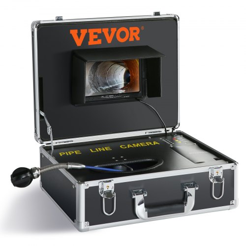 VEVOR Cámara de Inspección de Tuberías Longitud de 30 m Pantalla Endoscopio 7" con IP68 Impermeable DVR 12 LED Ajustable 16GB Tarjeta SD 1000TVL para Tubería Alcantarillado Hogar Drenaje Fontanería