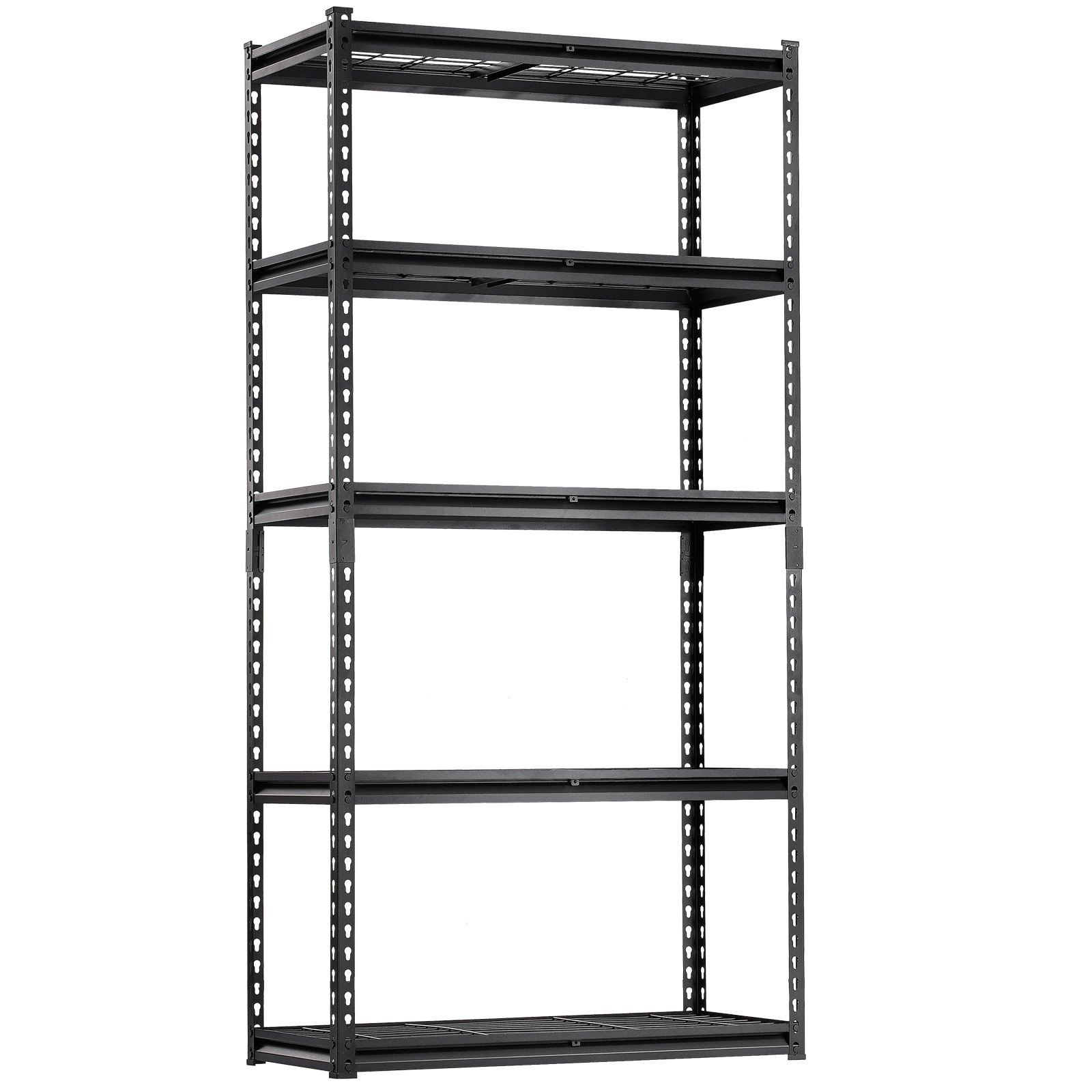 VEVOR Storage Shelving, 907 kg, 5-Tier Heavy-Duty Shelving Unit for Garage, 406.4 x 914.4 x 1828.8 mm, Adjustable Boltless Shelving Unit, Industrial Shelving Unit, All-Purpose Shelving Unit, Basement Shelving Unit for Kitchen, Storage, Cellar, Black