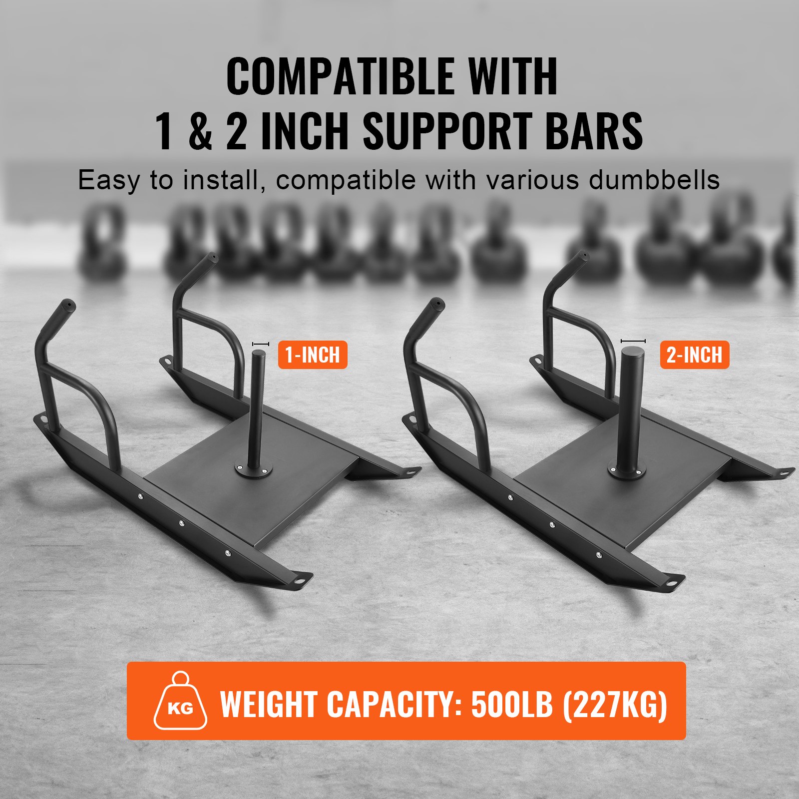 VEVOR Weight Sled, Steel Power Sled, Fitness Strength Training Sleds for Athletic Exercise Speed Improvement, Workout Fitness Equipment with Handle, Compatible with 25/51 mm Weight Plates, Black