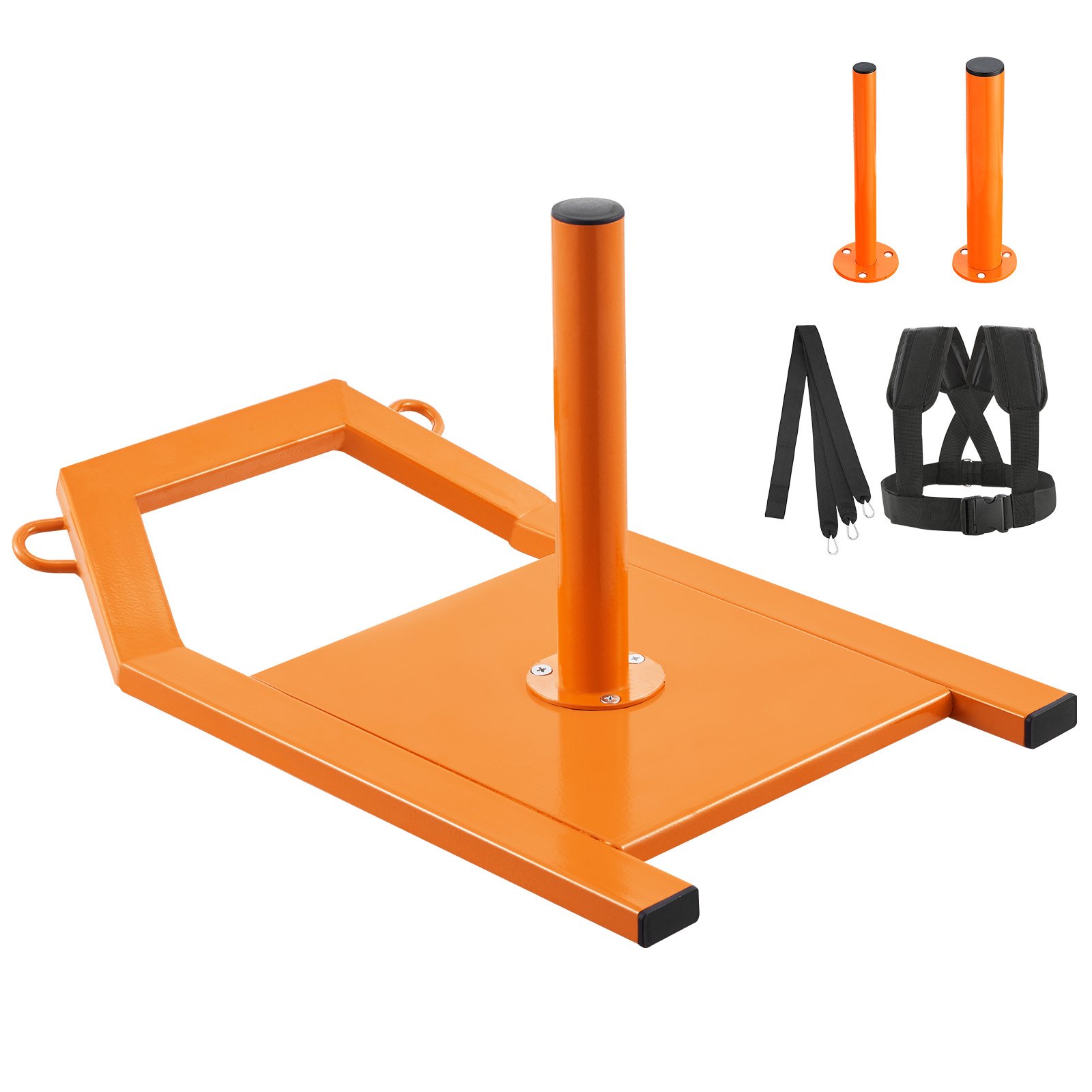 VEVOR Trineo de Tracción para Entrenamiento de Velocidad y Fuerza con Pesas, con Trineo de Potencia de Acero para Ejercicios Atléticos y Mejora de la Velocidad, Color Naranja, 500 x 330 x 300 mm