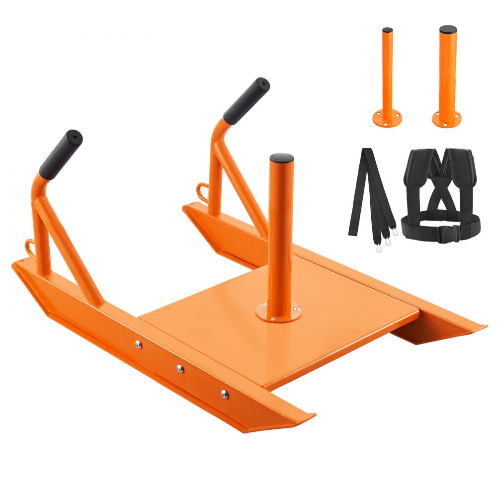 VEVOR Pull Sled Weight Sled with Handle Sled for Strength Training, Explosive Strength Training Training Device for Athletic Exercises and Speed Improvement, Orange 227 kg Load Capacity