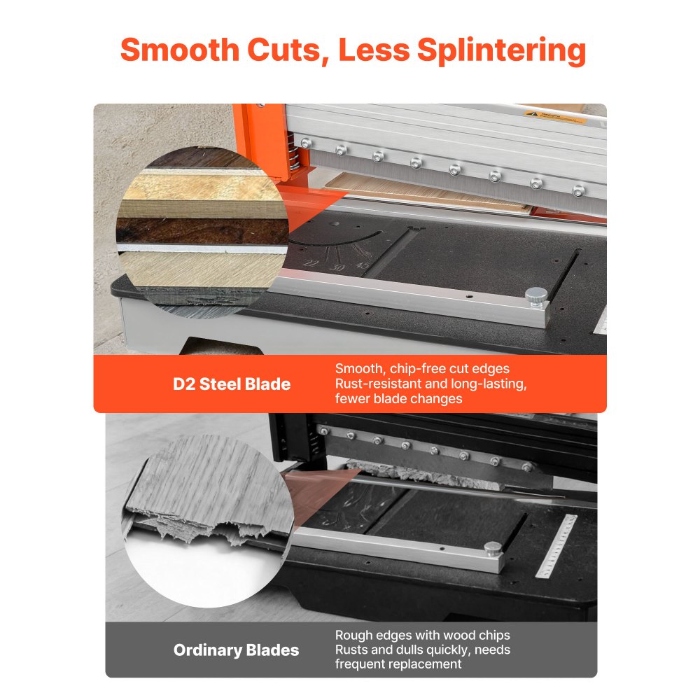 VEVOR Guillotina para Laminado, Cortador de Suelo, Corte Máximo 304,8 mm, Espesor 16 mm con Palanca de Aluminio, Cuchilla D2, Guía de Ángulo, Soporte Telescópico para Vinilo LVT VCT SPC LVP WPC Piso