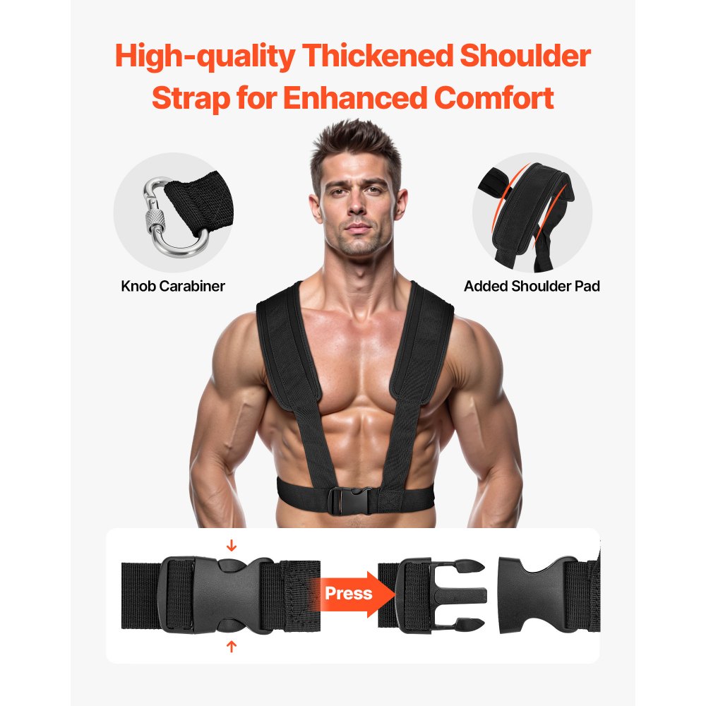 VEVOR Trineo de Potencia para Entrenamiento de Fuerza, para Mejorar la Velocidad en Ejercicios Atléticos, Equipo de Fitness con Asa, Compatible con Discos de 2,5/5/10/15/20/25 kg, Color Naranja