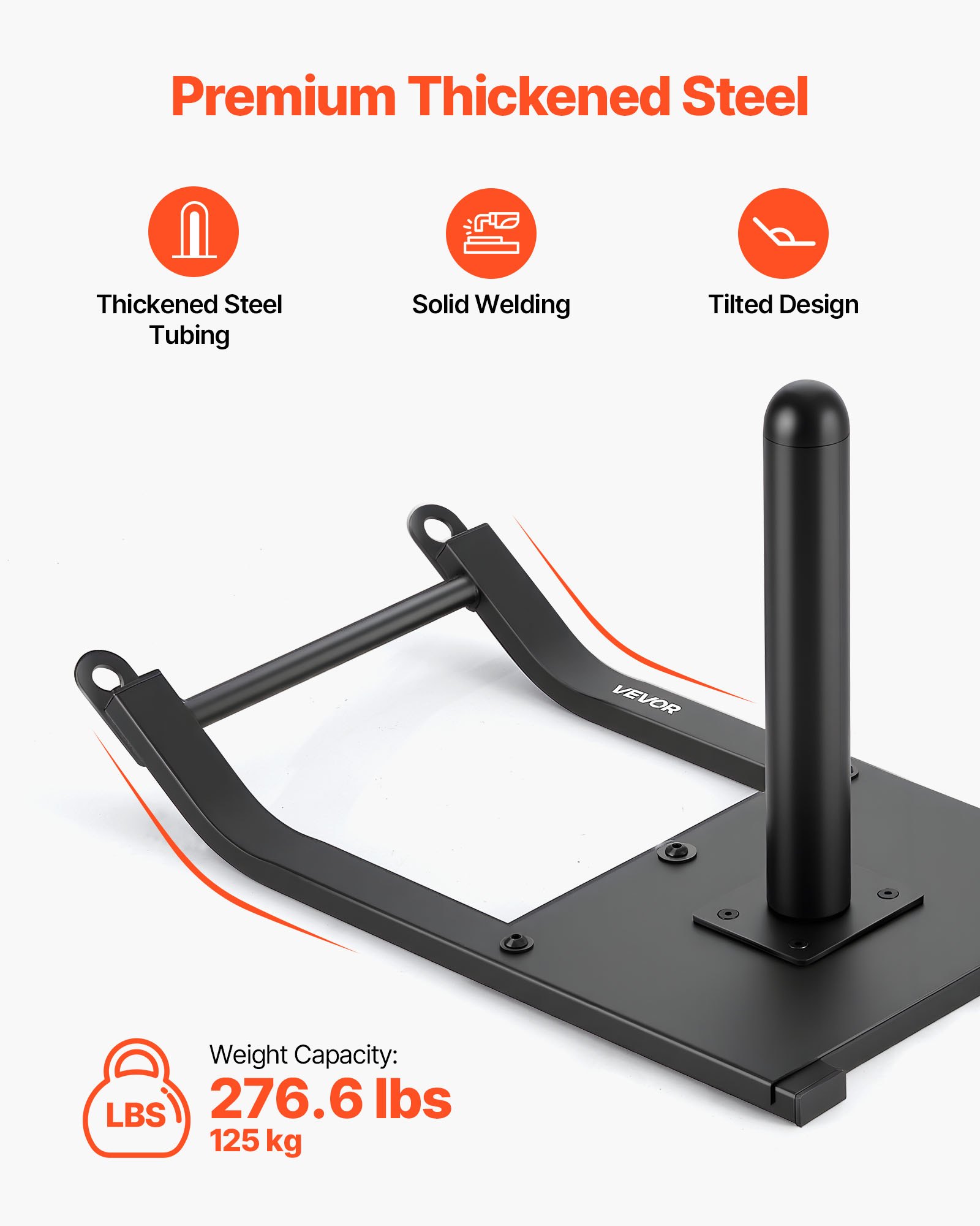 VEVOR Trineo de Pesas de Acero Q235, Trineo de Entrenamiento de Fuerza para Mejorar la Velocidad en Ejercicios Atléticos, Equipo de Fitness con Arnés, Compatible con Discos de 25/51 mm, Negro