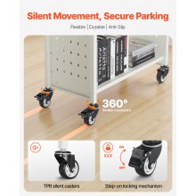 VEVOR Carro para Libros con Ruedas de 3 Niveles Estante en Forma de L, Blanco