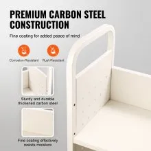 VEVOR Carro para libros carro para biblioteca blanco de 3 estantes Carga máxima. 150 kg, estantería con ruedas para biblioteca, estantes planos en forma de L, ruedas bloqueables, 790 x 385 x 1250 mm