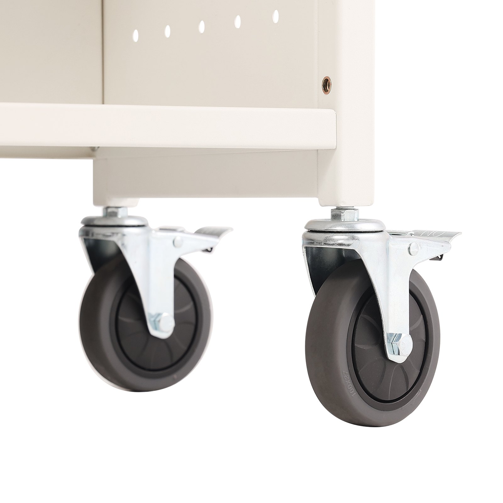 VEVOR Carro para libros carro para biblioteca blanco de 3 estantes Carga máxima. 150 kg, estantería con ruedas para biblioteca, estantes planos en forma de L, ruedas bloqueables, 790 x 385 x 1250 mm