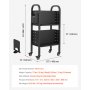 VEVOR Carro para Libros de 2 Niveles Estantería de Libros con Ruedas 45 x 33 x 88 cm Estante de Almacenamiento en Forma de L Doble Caro Carro Rodante para Biblioteca, Oficina, Escuela, Negro