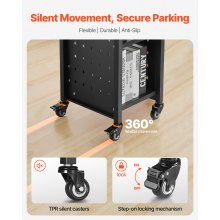 VEVOR Carro para Libros de 3 Niveles Estantería de Libros con Ruedas 32 x 35 x 93,5 cm Estante de Almacenamiento en Forma de L Carro Rodante para Biblioteca, Librería, Oficina, Escuela, Negro