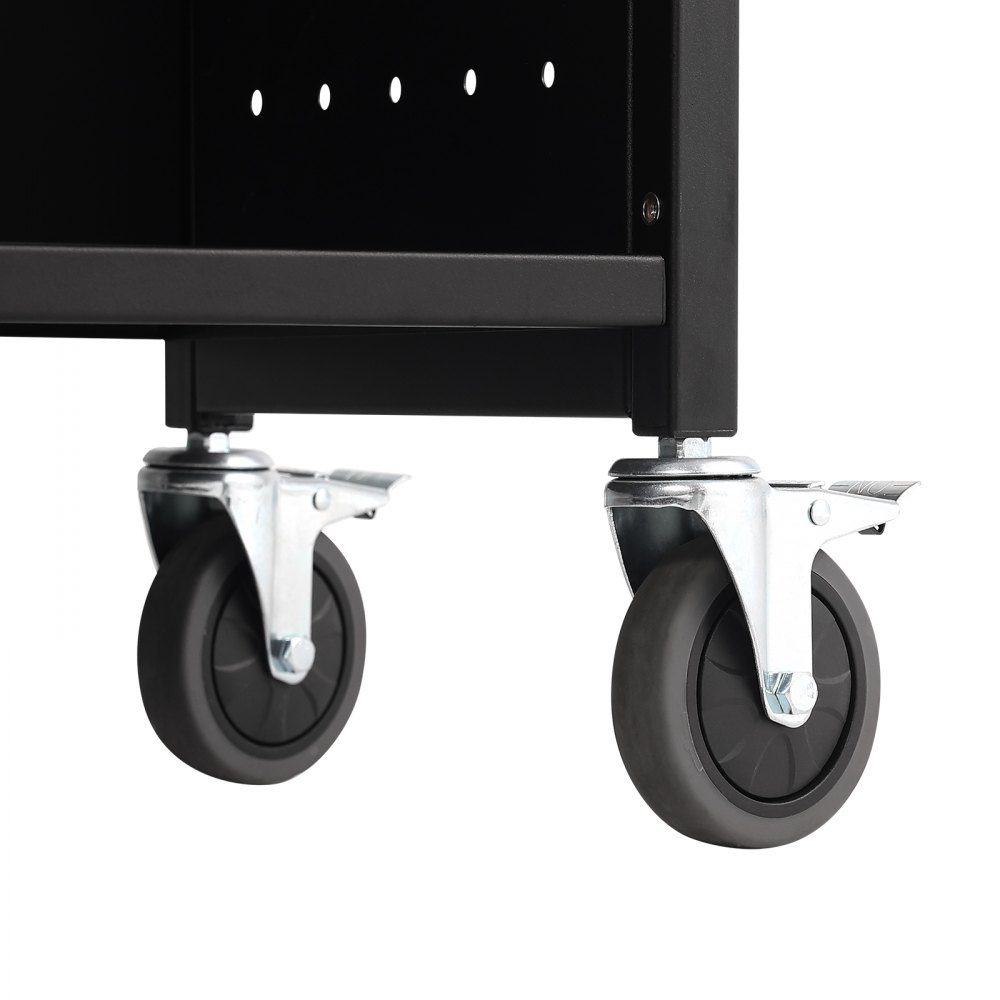 VEVOR Carro para Libros, Carro para Biblioteca con Estante Plano de un Solo Lado en Forma de L, 150 kg, 790 x 385 x 1250 mm, Ruedas Bloqueables, Almacenamiento de Libros para Escuela, Negro