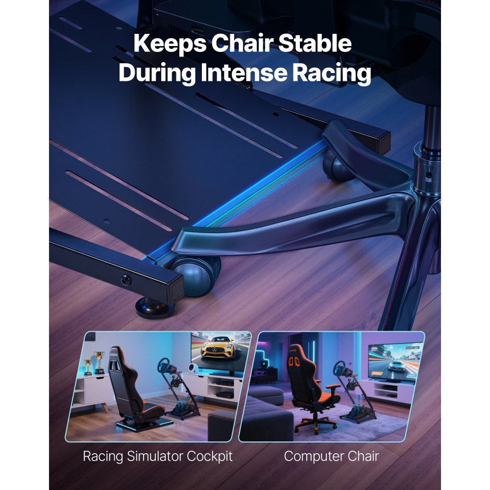 VEVOR Soporte para Volante de Carreras Ajustable y Plegable, Compatible con Logitech G29, G27, G920 y G923, Thrustmaster T300RS, T300GT, T248, TS-PC y TSXW Gaming Cockpit. Pedales no Incluidos