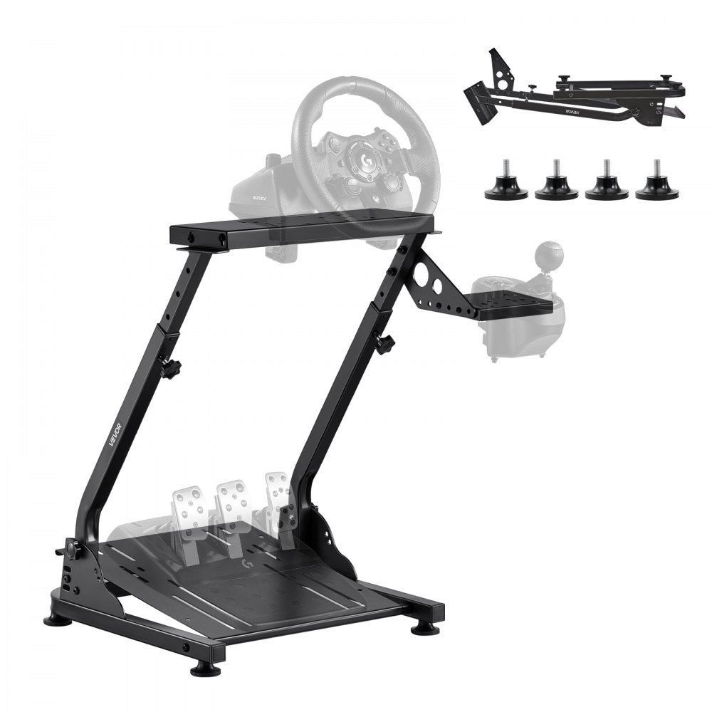 VEVOR Soporte para Volante de Carreras Ajustable y Plegable, Compatible con Logitech G29, G27, G920 y G923, Thrustmaster T300RS, T300GT, T248, TS-PC y TSXW Gaming Cockpit. Pedales no Incluidos