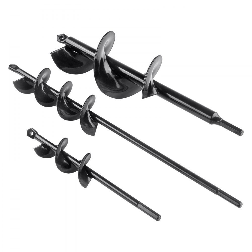 VEVOR Juego de 3 brocas de barrena para plantar, broca de barrena de jardín, broca en espiral para excavadora de postes, plantación de bulbos y excavación de agujeros, para taladro hexagonal de 3/8