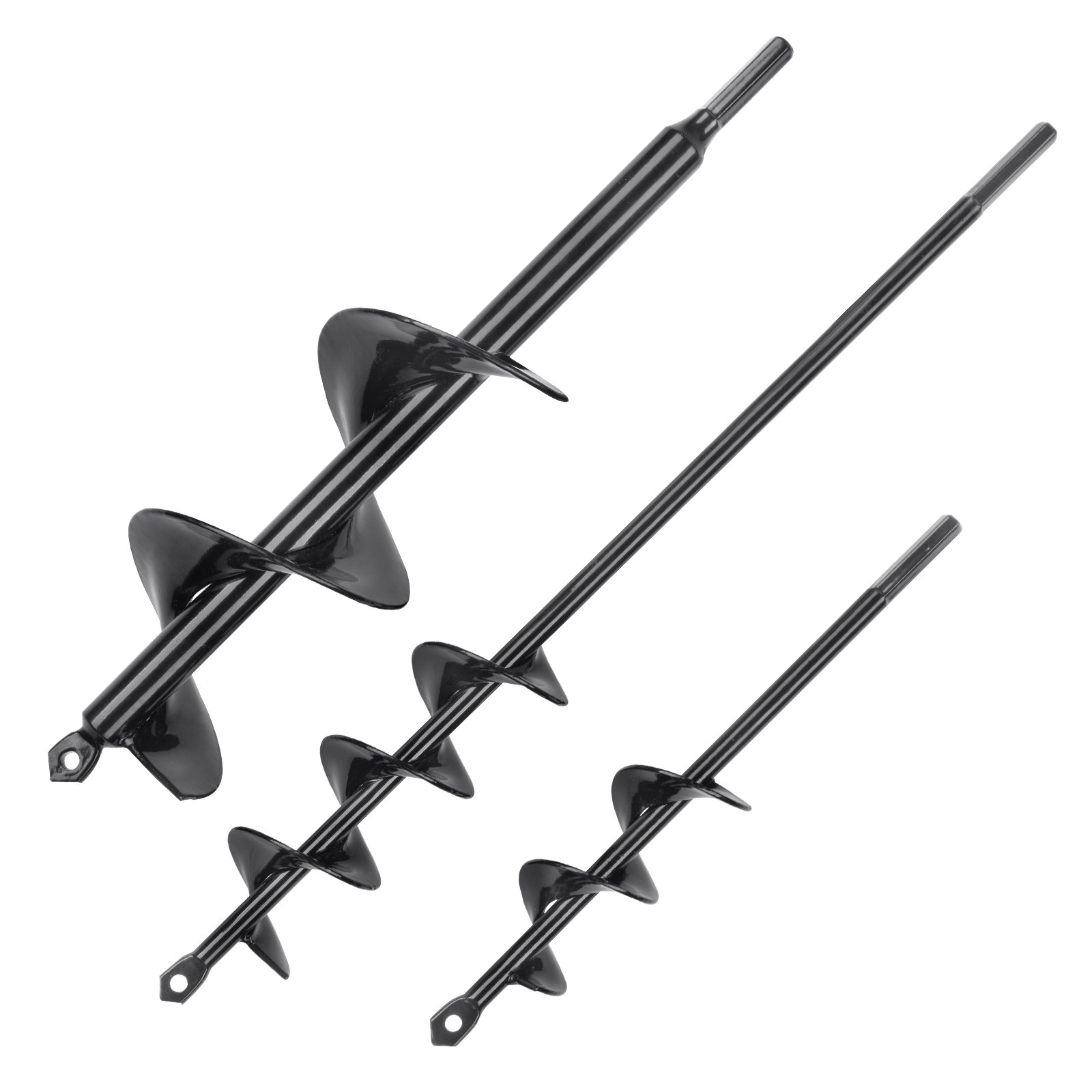 VEVOR Juego de 3 brocas de barrena para plantar, broca de barrena de jardín, broca en espiral para excavadora de postes, plantación de bulbos y excavación de agujeros, para taladro hexagonal de 3/8
