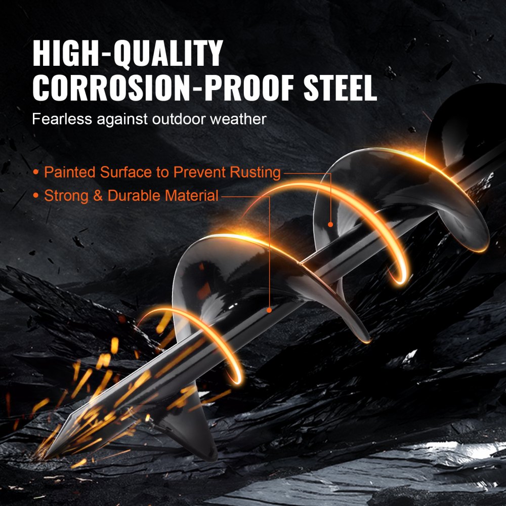 VEVOR Broca de barrena para plantar, Broca de barrena de jardín de 3 x 24 pulgadas, Broca en espiral para plantación de bulbos y excavación de agujeros, Taladro hexagonal de 3/8