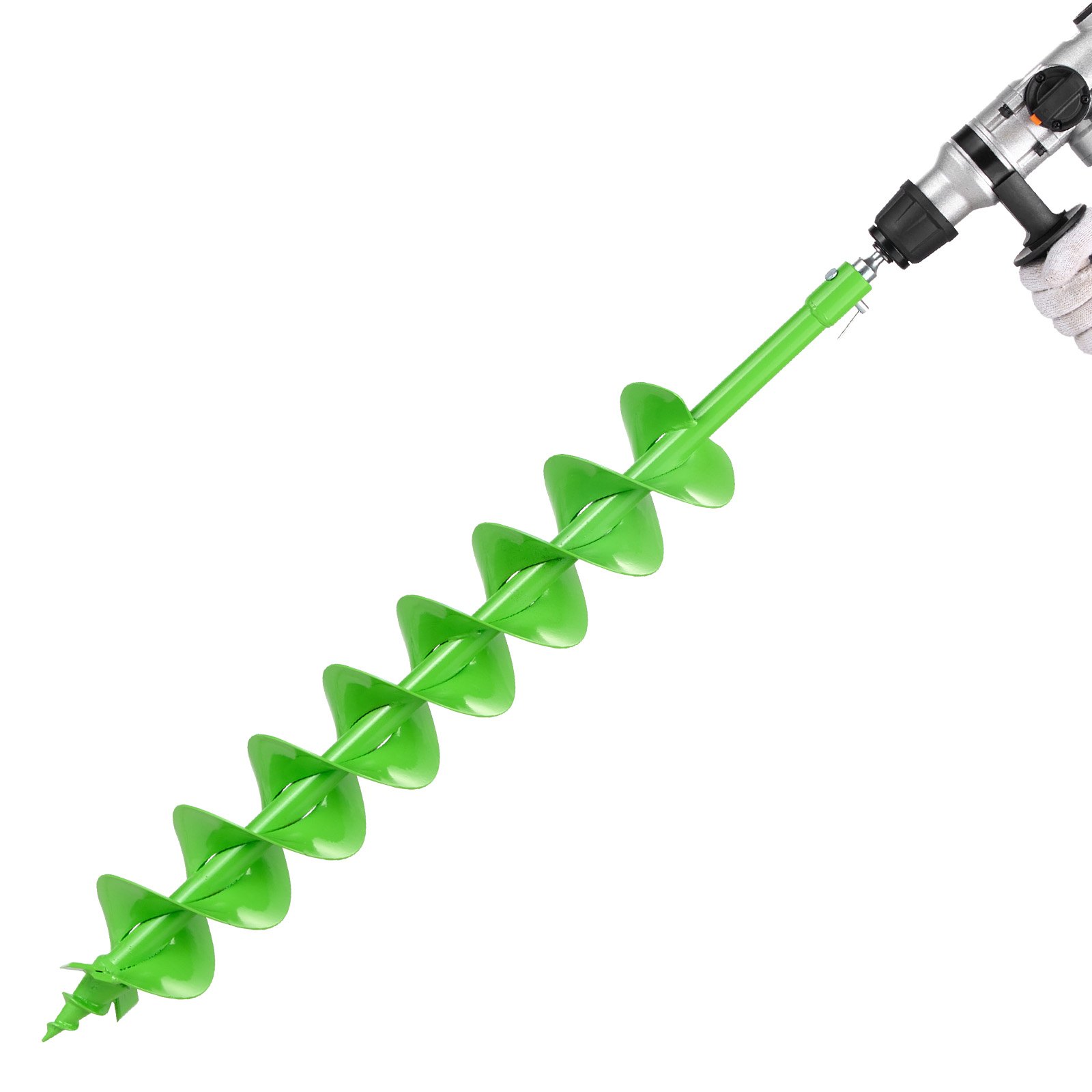 VEVOR Broca Helicoidal para Plantar Ø 100 x 790 mm Compatible con Taladros de 20 mm de Diámetro Interior, Herramienta para Plantar Bulbos, Accesorios para Perforar Postes y Cercas de Jardín, Verde