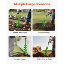 VEVOR Broca Helicoidal de Ø 120 x 790 mm Herramienta para Plantar Bulbos, Verde