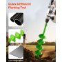 VEVOR Broca Helicoidal para Plantar Ø 150 x 800 mm Compatible con Taladros de 20 mm de Diámetro Interior, Herramienta para Plantar Bulbos, Accesorios para Perforar Postes y Cercas de Jardín, Verde