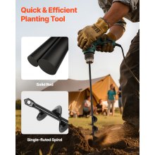 VEVOR Broca Helicoidal de Ø 40 x 420 mm Herramienta para Plantar Bulbos, Negro