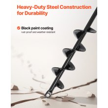VEVOR Broca Helicoidal de Ø 40 x 420 mm Herramienta para Plantar Bulbos, Negro